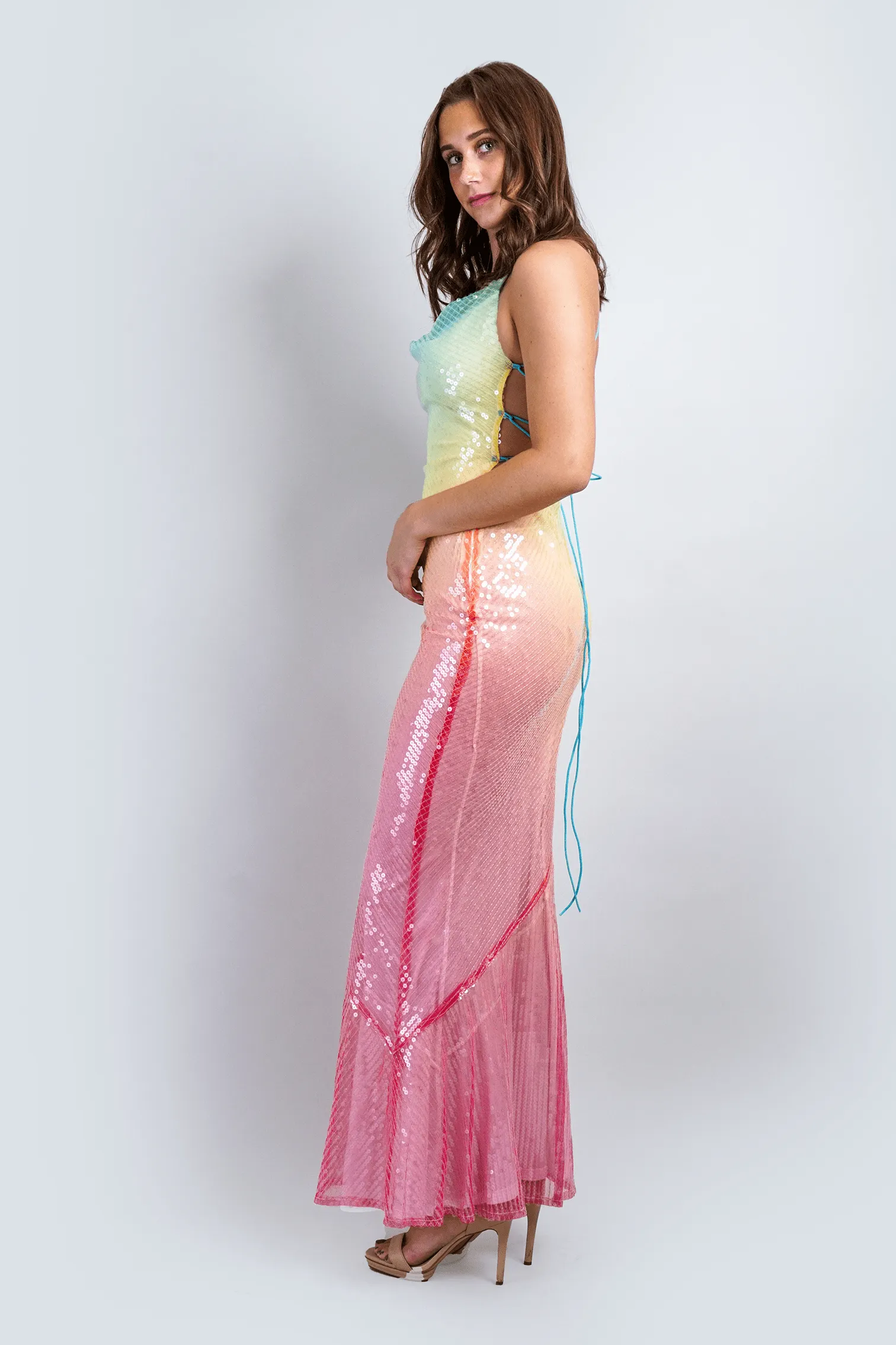 Skittles Multicolored Sequin Gown