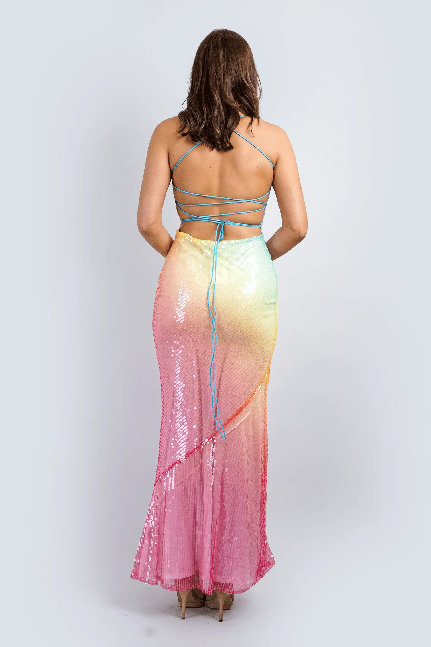 Skittles Multicolored Sequin Gown