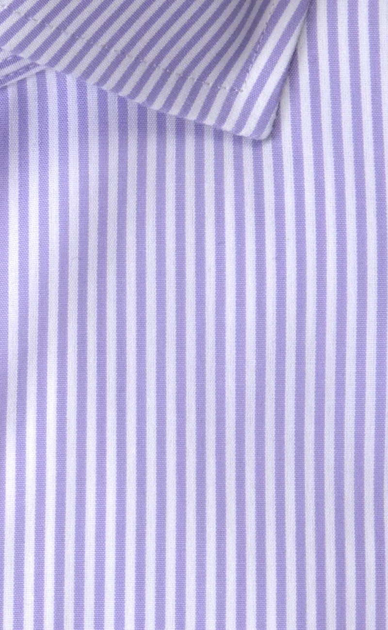 Slim Fit Lavender Bengal Stripe English Spread Collar Supima® Cotton Non-Iron Broadcloth Dress Shirt