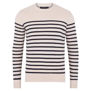 SMALL Mens 100% Cotton Striped Breton Sweater - small