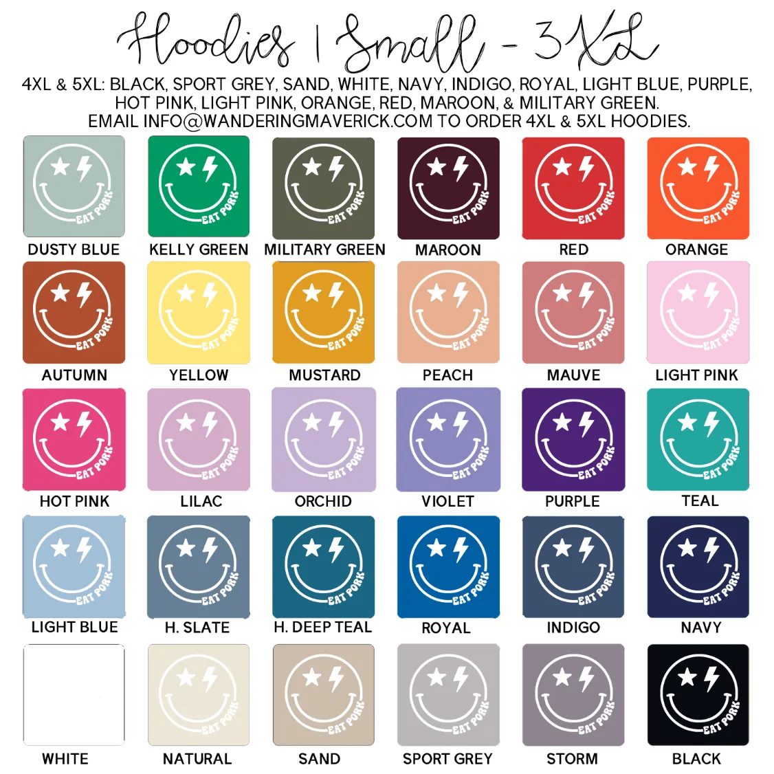 Smile Eat Pork White Ink Hoodie (S-3XL) Unisex - Multiple Colors!
