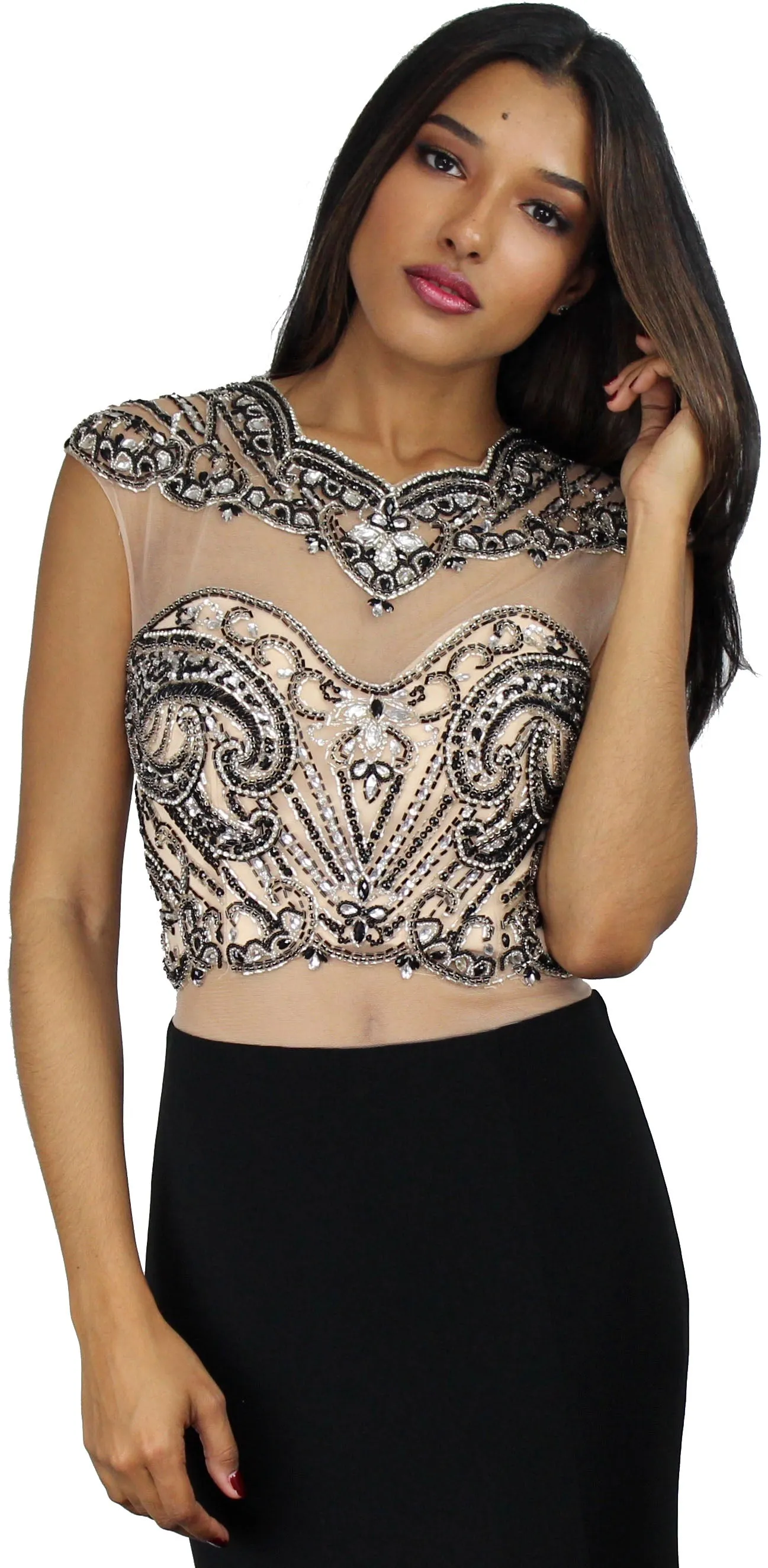 So Amazed Black Embroidery Formal Gown