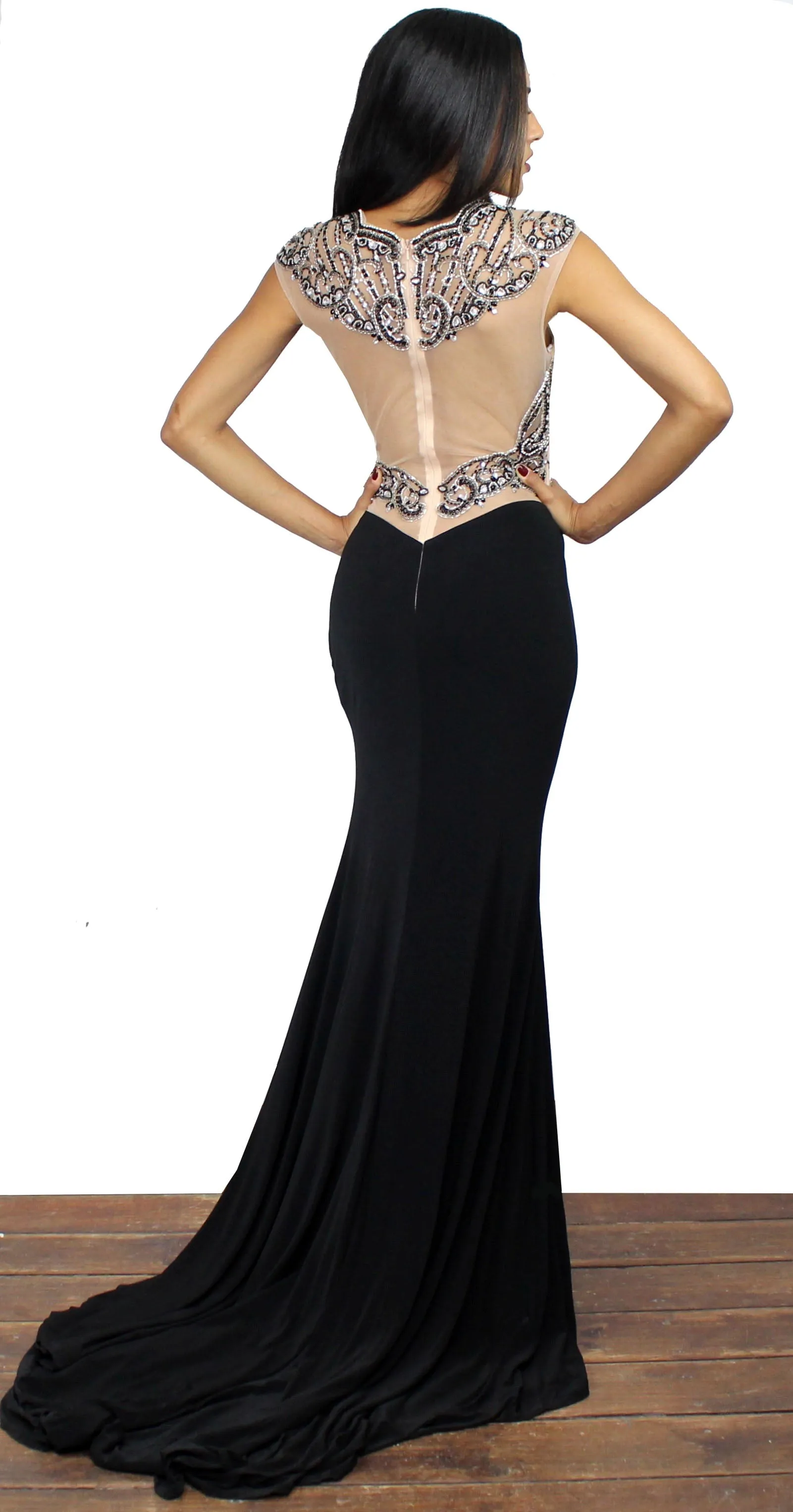 So Amazed Black Embroidery Formal Gown