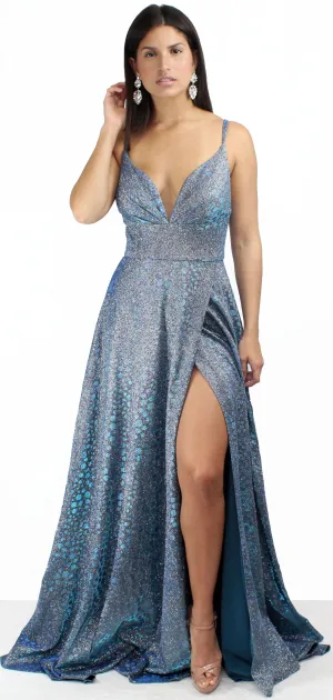 So Enchanted Holographic Blue Formal Gown