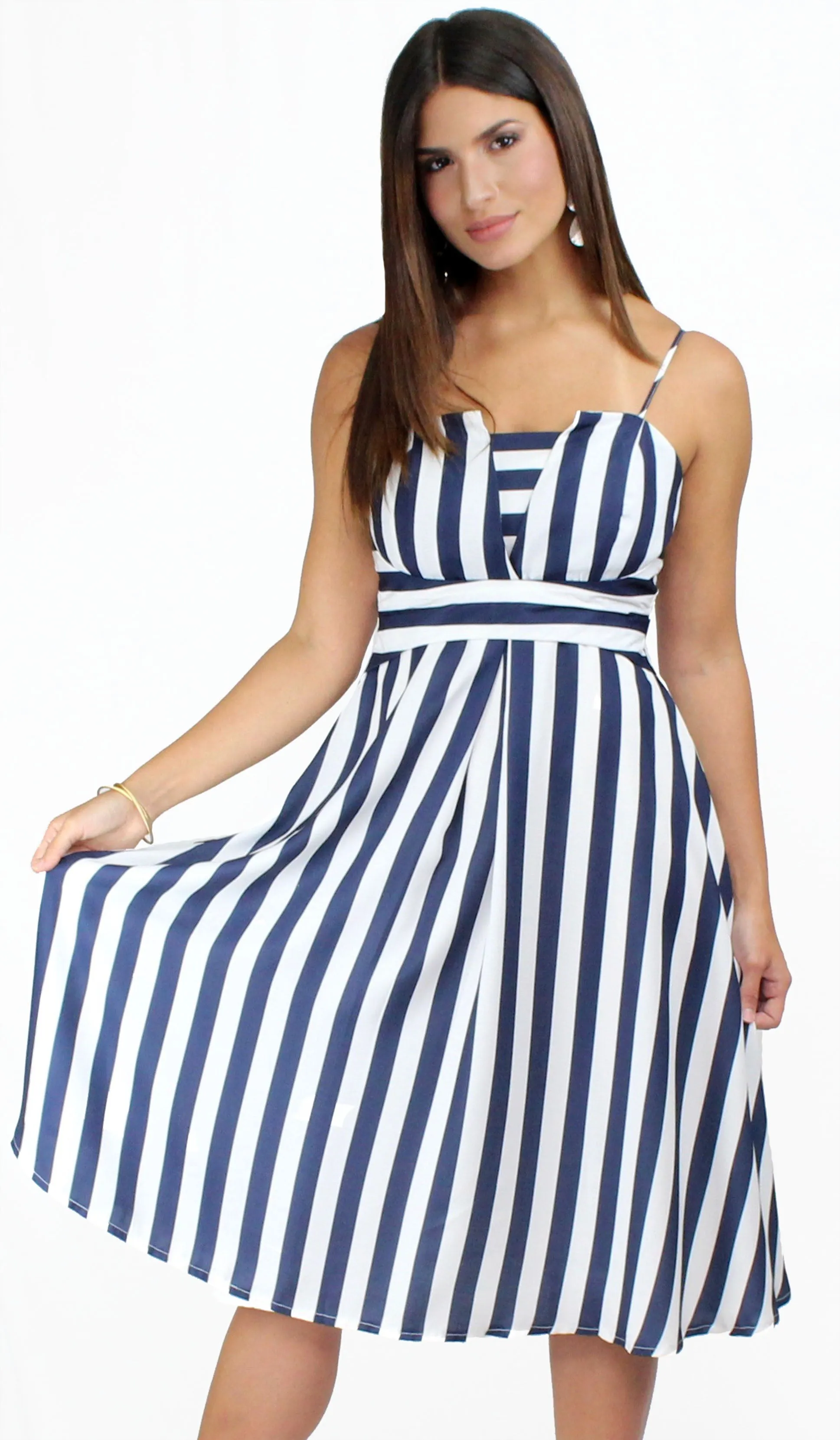 So Fine Navy & White Stripes Midi-Dress