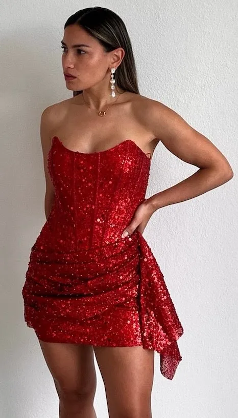 Spice Things Up Sequins Corset Mini Dress
