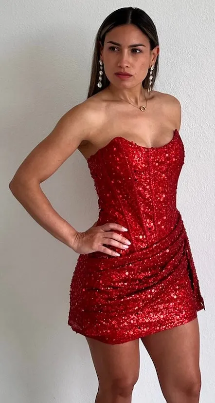 Spice Things Up Sequins Corset Mini Dress