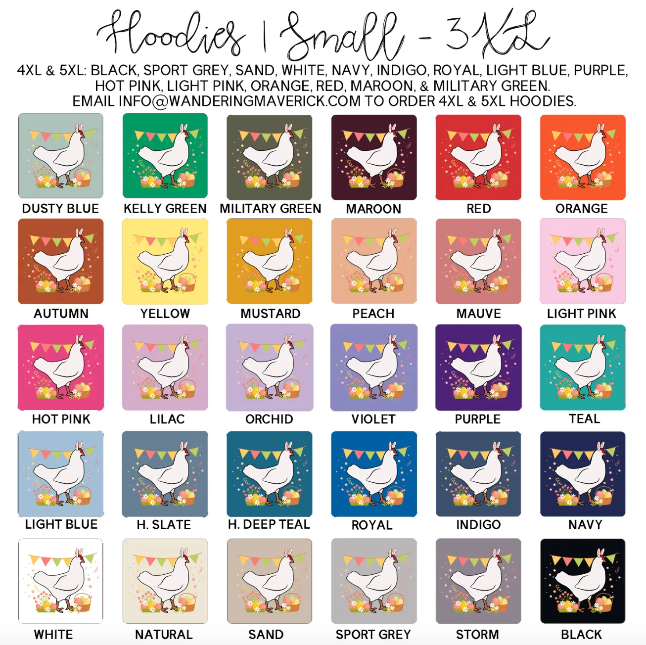 Spring Easter Chicken Hoodie (S-3XL) Unisex - Multiple Colors!