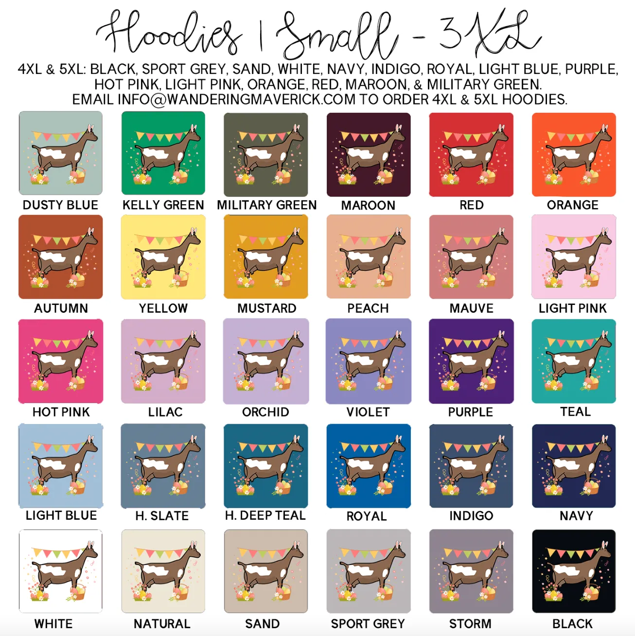Spring Easter Dairy Goat Hoodie (S-3XL) Unisex - Multiple Colors!