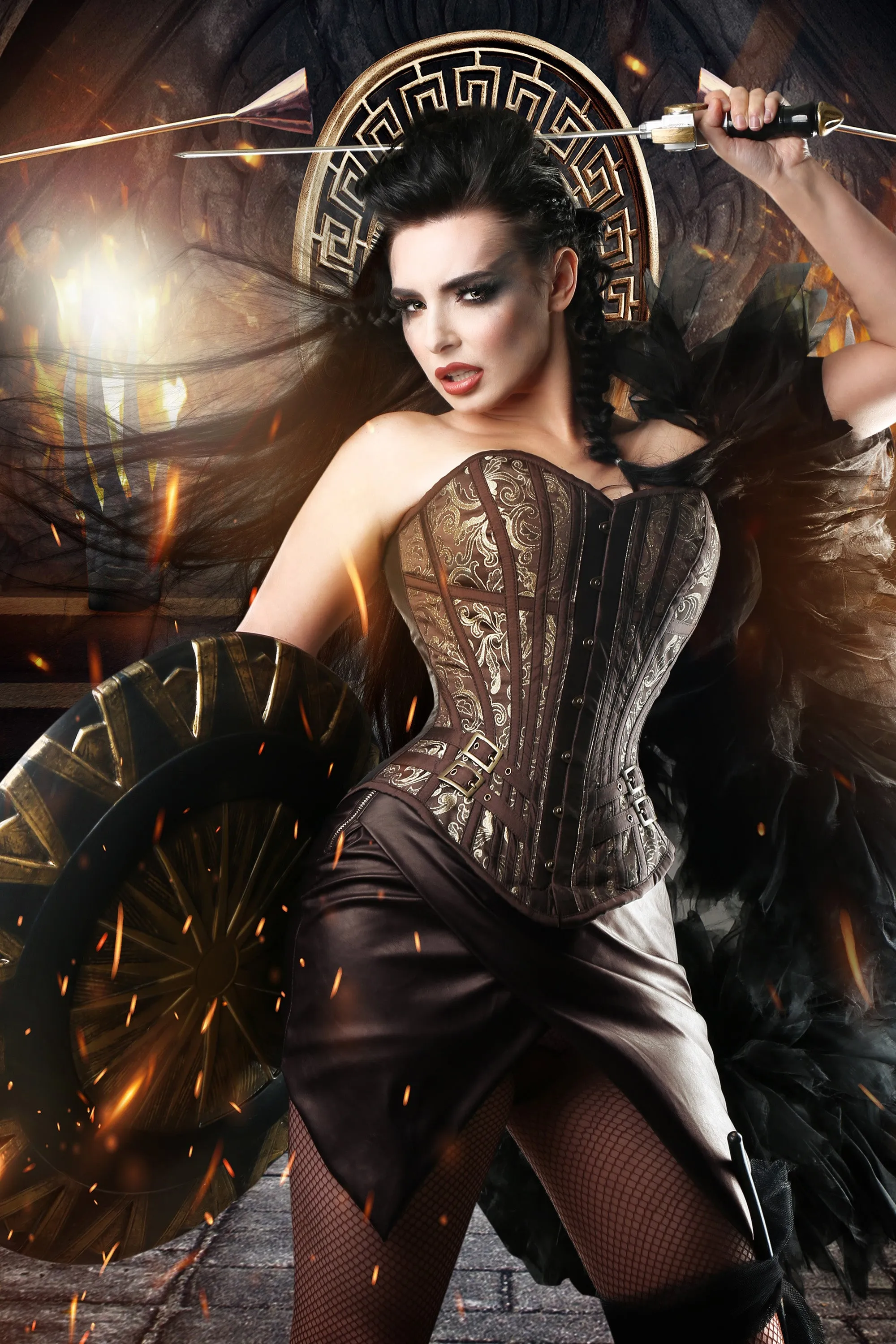 Steampunk LARP Overbust Corset with buckles