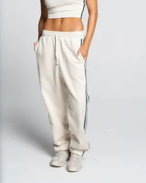 Straight Leg Track Pant - Off-White/Green
