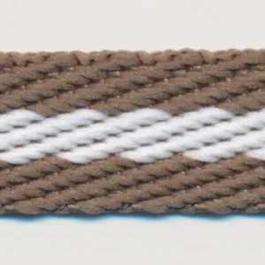 Stripe Twill Tape #10 Smoke Brown & White