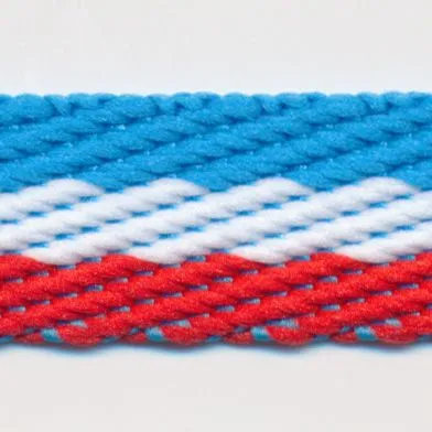 Stripe Twill Tape #18 Turquoise & White & Red
