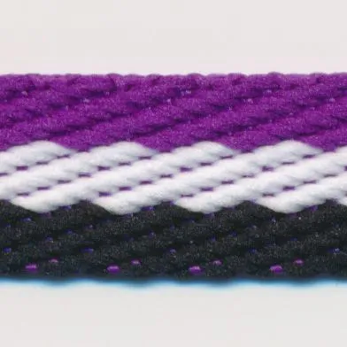 Stripe Twill Tape #41 Royal Purple & White & Black