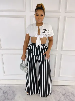 Stripe Wide Leg Pants! Great Length!