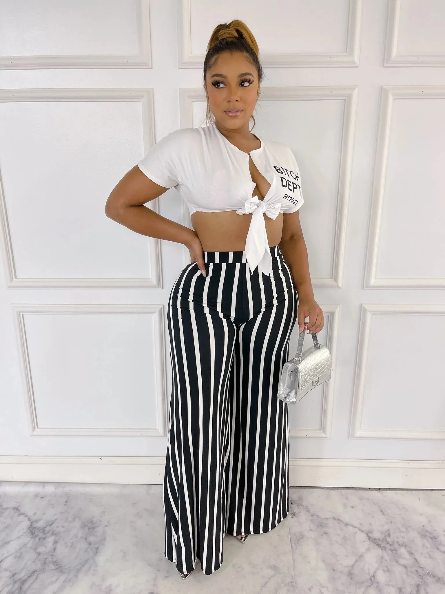 Stripe Wide Leg Pants! Great Length!