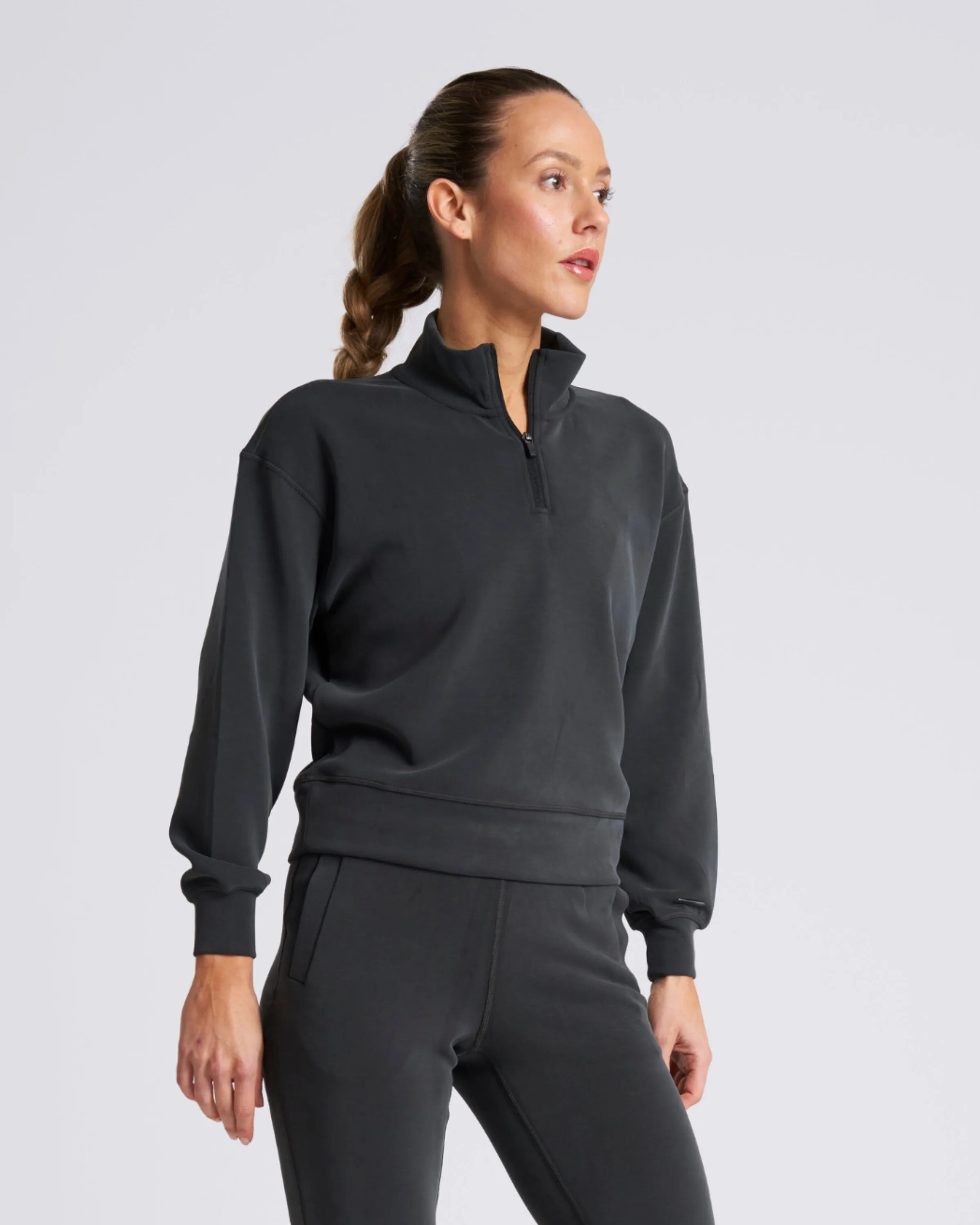 Studio UltraSoft 1/4 Zip Sweatshirt Black