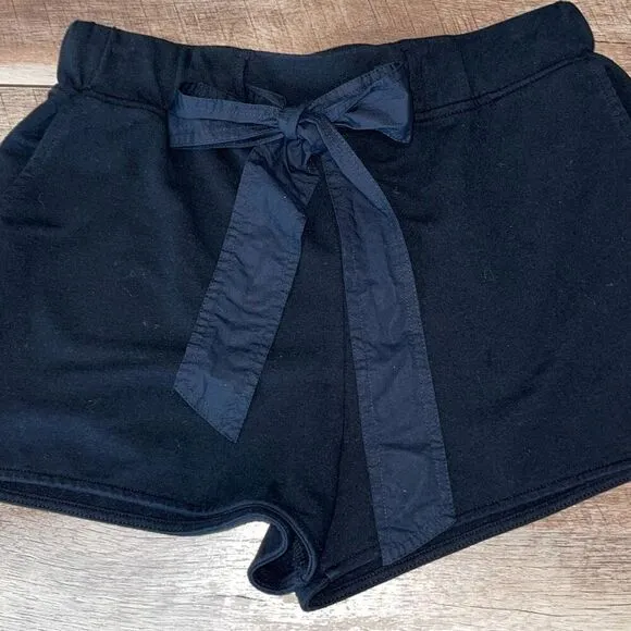 Sundays Womens Scarlet Cotton Blend Bow Tie Waist Paperbag Shorts Black Size Sma
