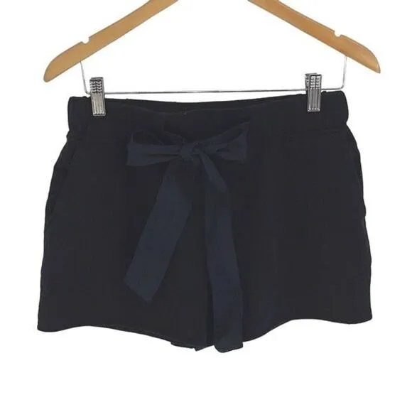 Sundays Womens Scarlet Cotton Blend Bow Tie Waist Paperbag Shorts Black Size Sma