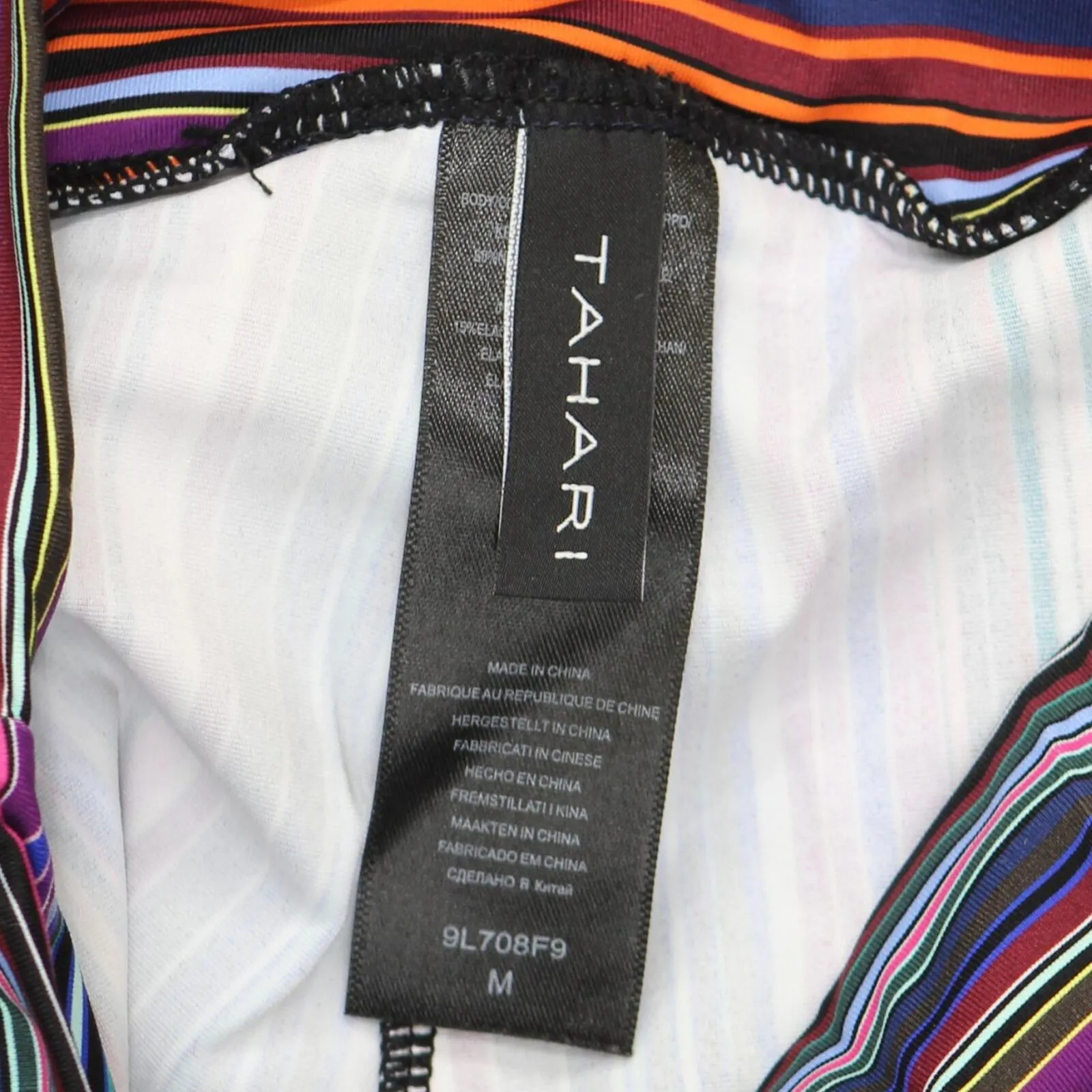 T Tahari TAHARI Standard High-Waisted Wide Leg Beach Pant Multicolor Stripe M