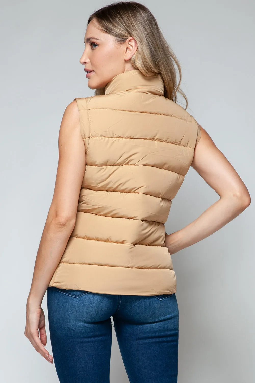 Tabitha Tan Zip Up Puffy Vest With Pockets