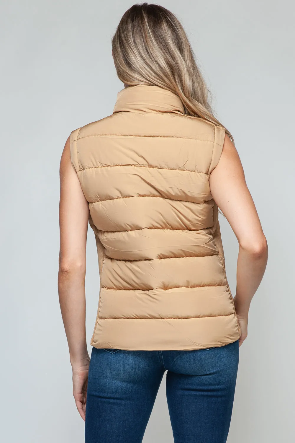 Tabitha Tan Zip Up Puffy Vest With Pockets
