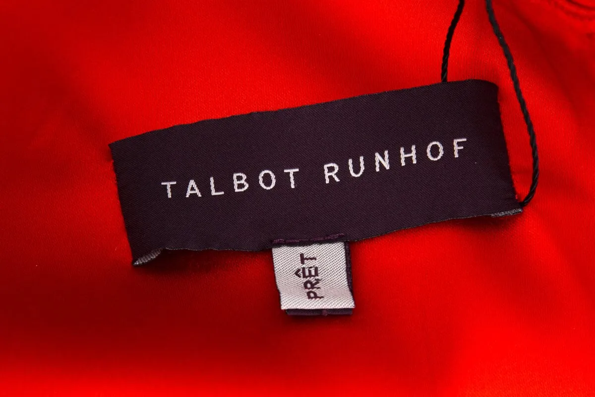Talbot Runhof Red Satin Sleeveless Fitted Dress Size 14