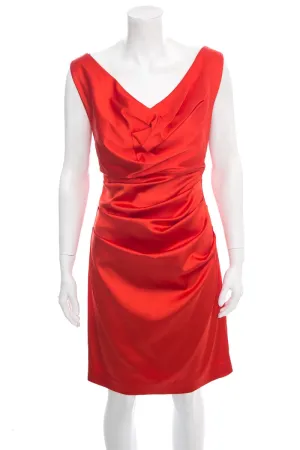 Talbot Runhof Red Satin Sleeveless Fitted Dress Size 14