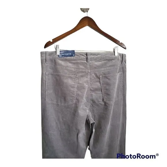 Talbots grey straight high waisted corduroy pants size 16 NWT