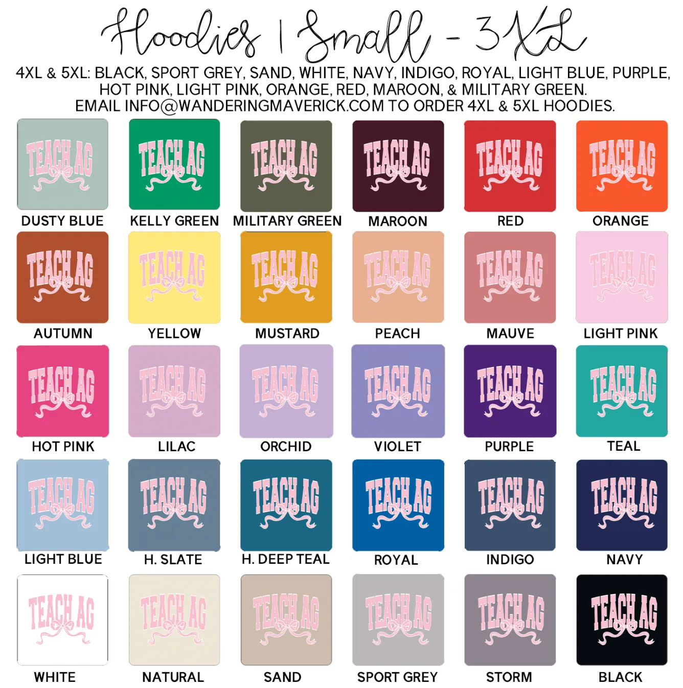Teach Ag Bow Hoodie (S-3XL) Unisex - Multiple Colors!