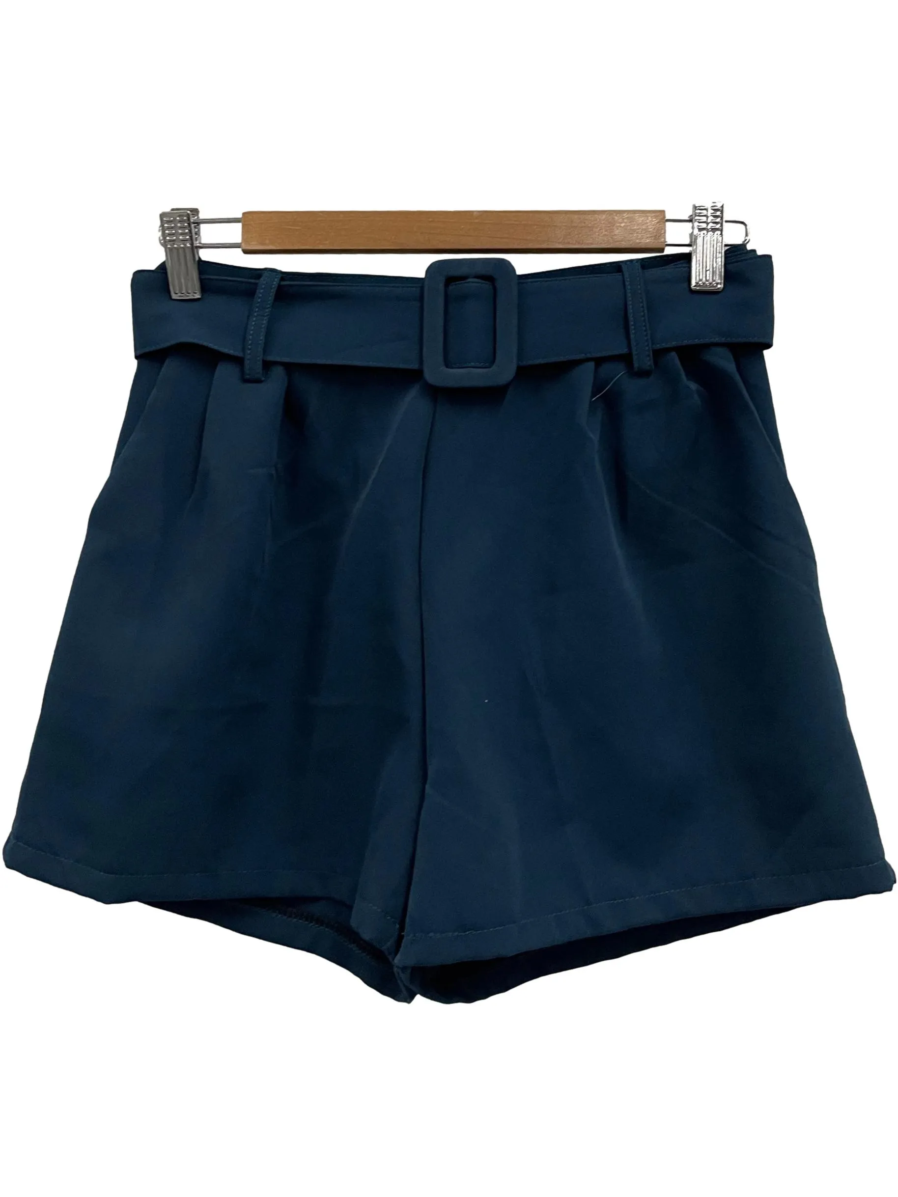 Teal Blue Belted Shorts