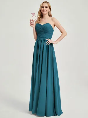 Teal Convertible Off-shoulder Chiffon Bridesmaid Dress Floor Length