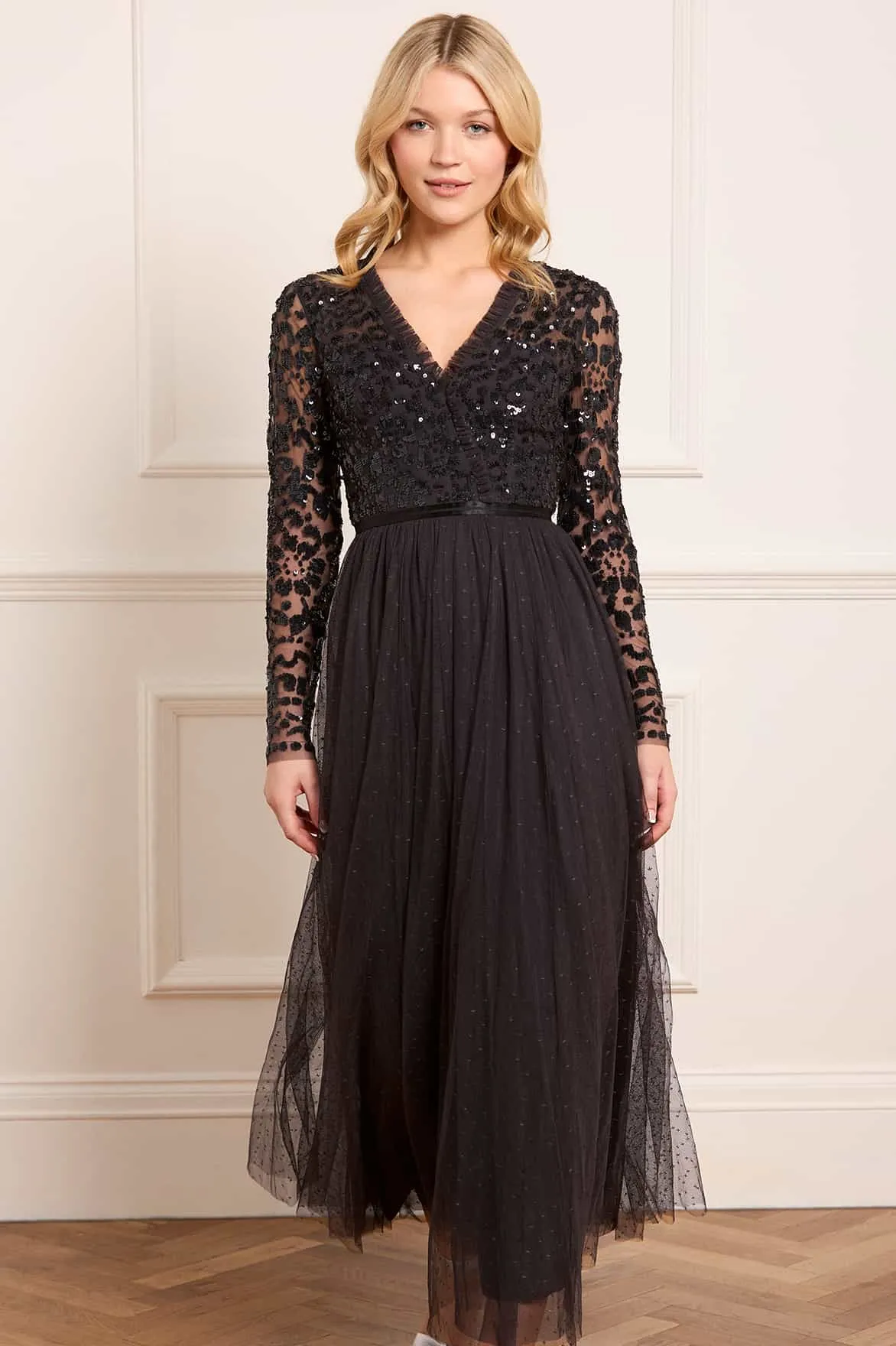 Tempest V-Neck Bodice Ankle Gown