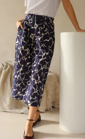 The Minimalist - Cropped Loose Pants - Linen Cotton Blend