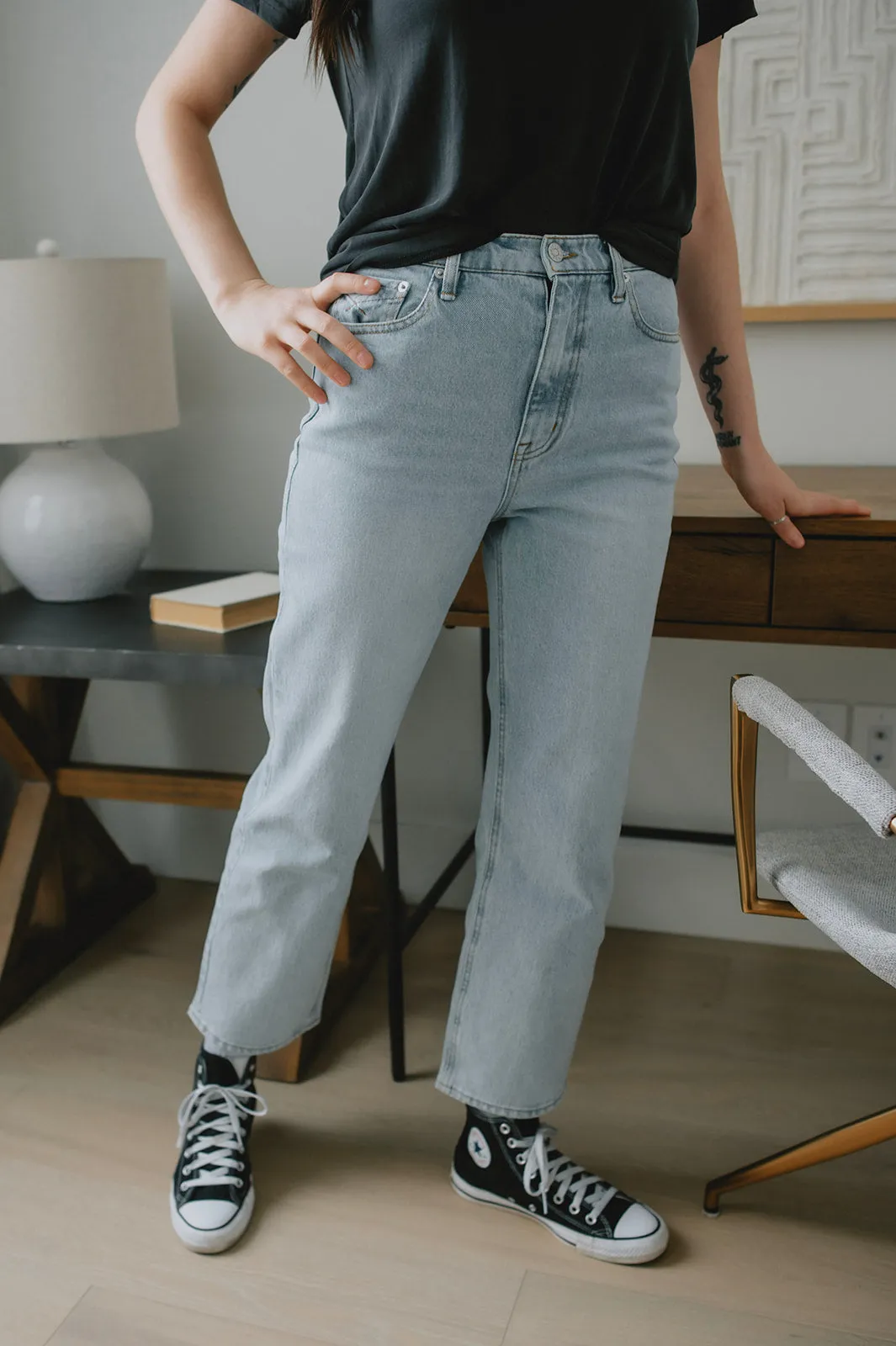 The Rae High-Rise Crop Straight Leg Denim - Twin Flame