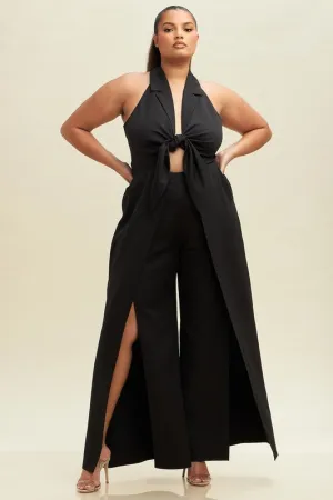 Thinking Out Loud Halter Knot Black Jumpsuit