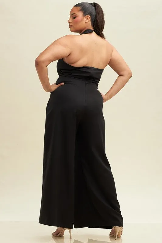 Thinking Out Loud Halter Knot Black Jumpsuit