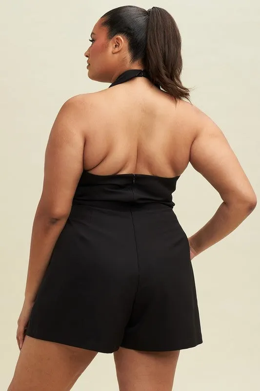 Thinking Out Loud Halter Knot Black Romper