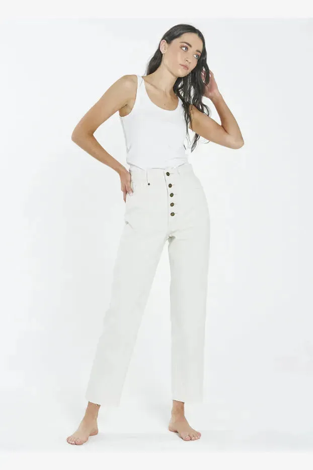 THRILLS PAIGE BUTTON JEAN - SHADY WHITE