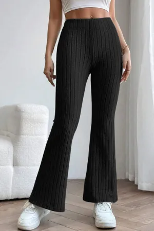 Timone Basic Bae Full Size Ribbed High Waist Flare Pants