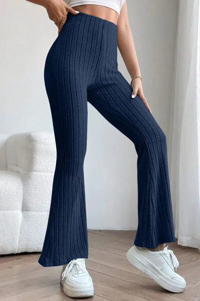 Timone Basic Bae Full Size Ribbed High Waist Flare Pants