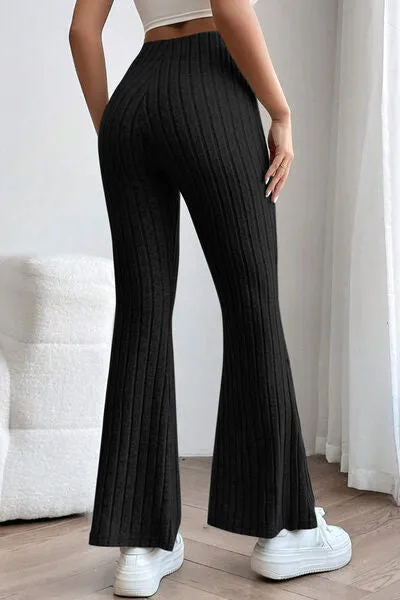 Timone Basic Bae Full Size Ribbed High Waist Flare Pants