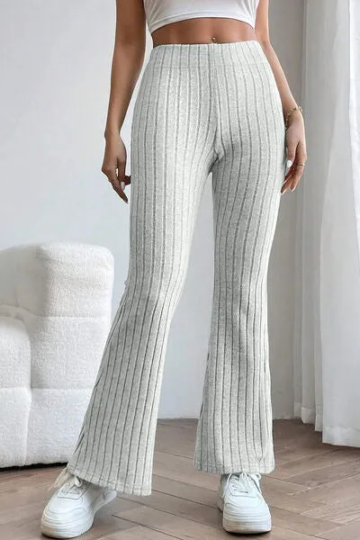 Timone Basic Bae Full Size Ribbed High Waist Flare Pants
