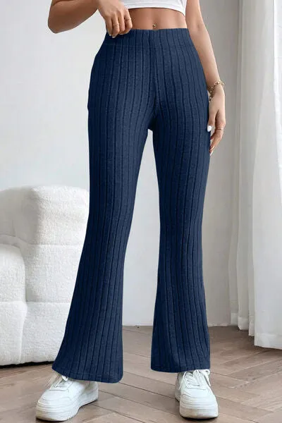 Timone Basic Bae Full Size Ribbed High Waist Flare Pants