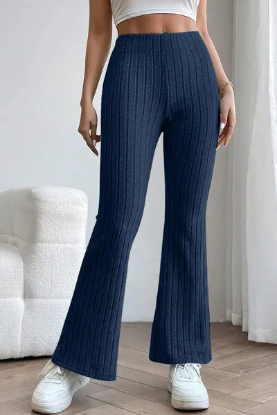 Timone Basic Bae Full Size Ribbed High Waist Flare Pants