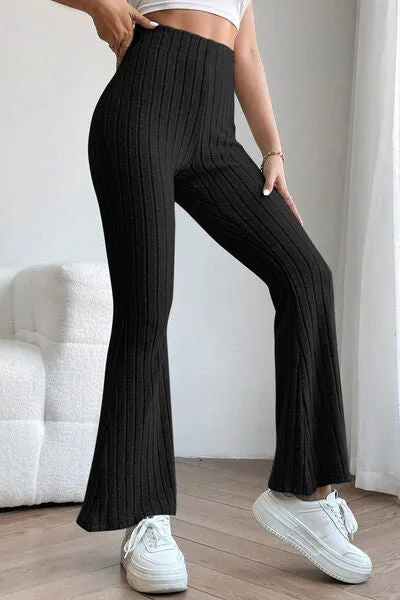 Timone Basic Bae Full Size Ribbed High Waist Flare Pants