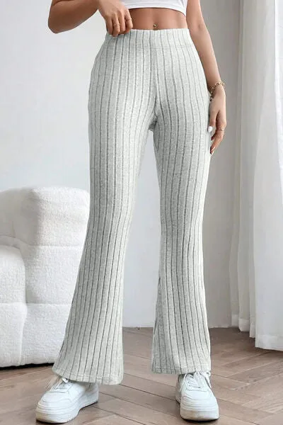 Timone Basic Bae Full Size Ribbed High Waist Flare Pants