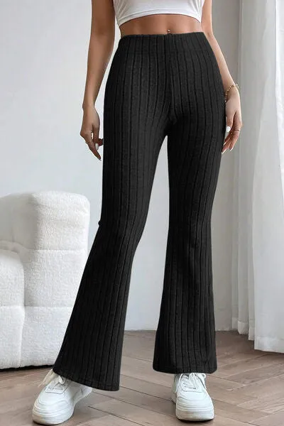 Timone Basic Bae Full Size Ribbed High Waist Flare Pants