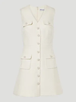 Tinsel Boucle Buttoned Mini Dress in Cream