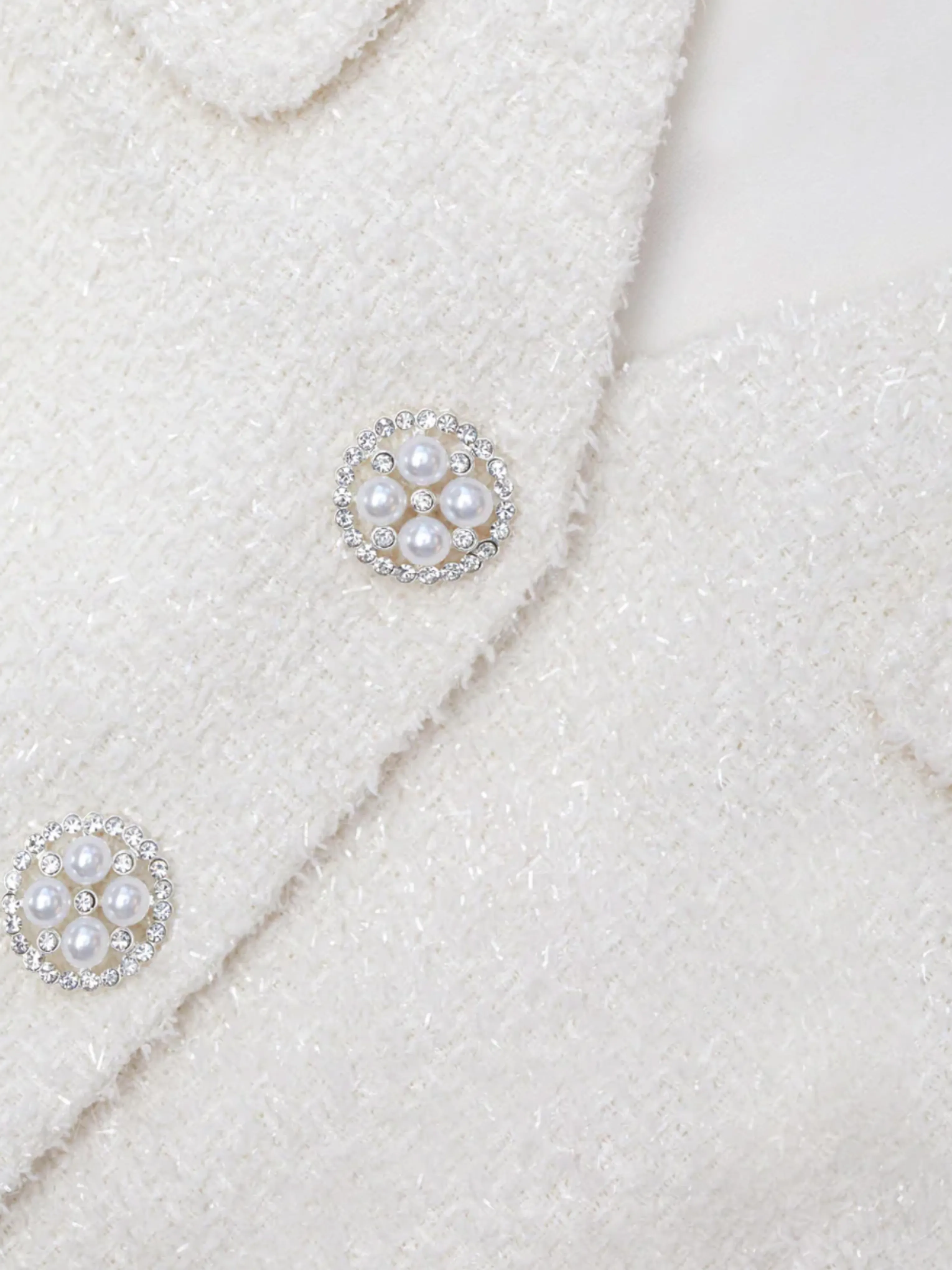 Tinsel Boucle Buttoned Mini Dress in Cream